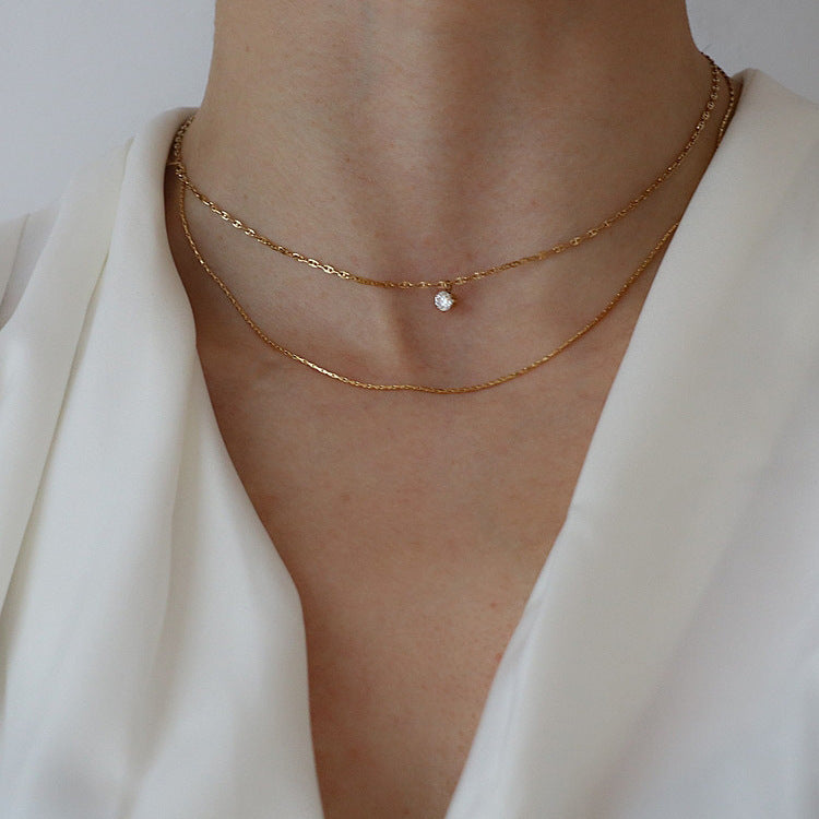 Women's Bright Hair Titanium Steel Simple Small Design Gold-plated Necklaces