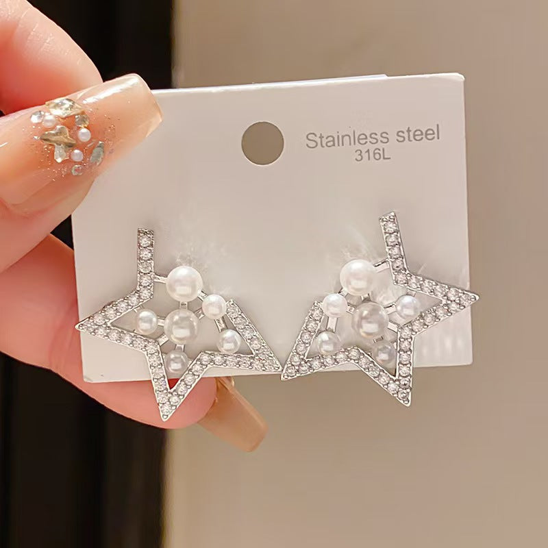 Light Luxury High Sense Inlaid Zircon Hollow Earrings