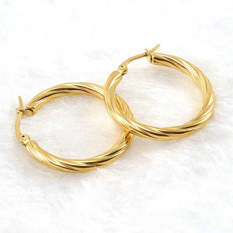 Women's Stainless Steel Twist Fashion Simple Titanium Earrings