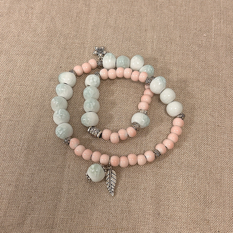 Style Double Circle Ceramic Beaded Ethnic Bracelets