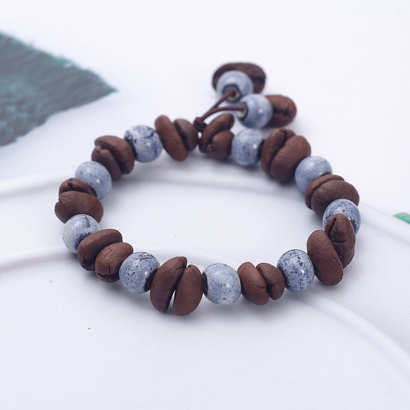 Natural Handmade Real Coffee Bean Stone Passion Bracelets