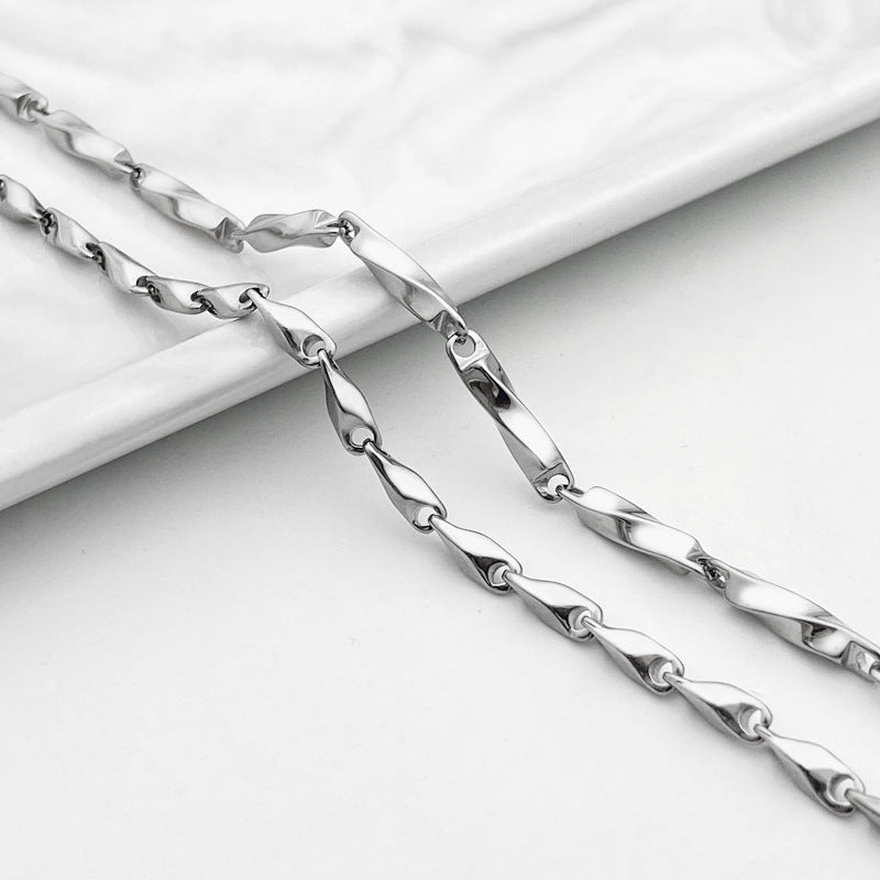 Women's & Men's Steel Twisted Melon Seeds Chain Stainless Necklaces