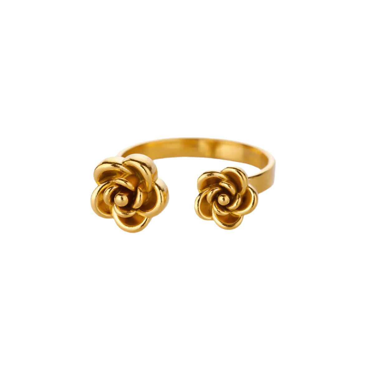 Simple Rose Series Stainless Steel Gold Plated Ring