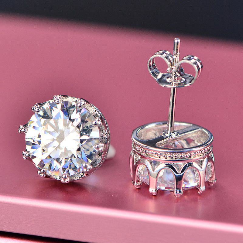 Moissanite Ear Female With Hearts Sterling Earrings