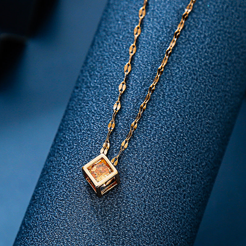 Zircon Rose Gold Cold Style Female Light Luxury Necklace