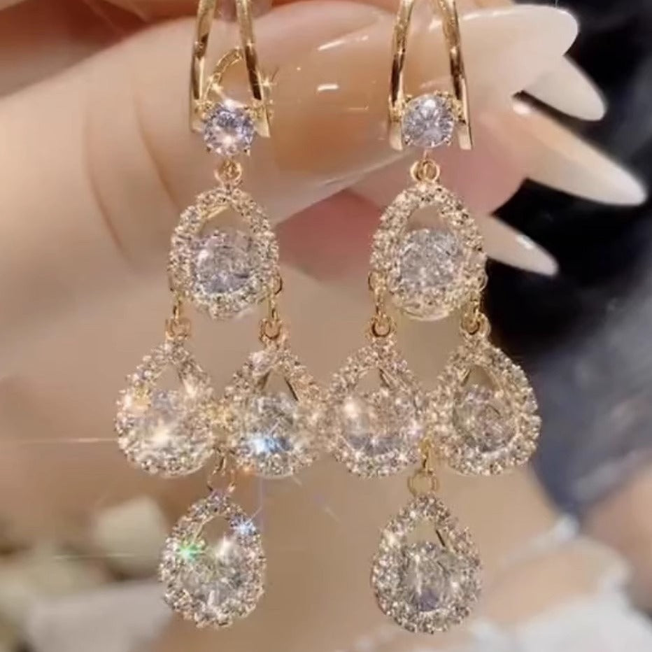 Women's Water Drop Ear Clip Trendy Minority Fashion High-grade Entry Earrings