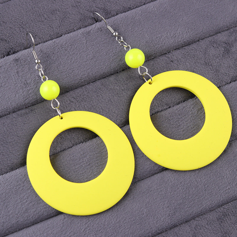 Women's Exaggerated Retro Series Big Circle Acrylic Color Earrings