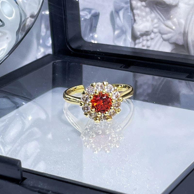 High-grade Red Diamond Open Female Minority Sweet Rings