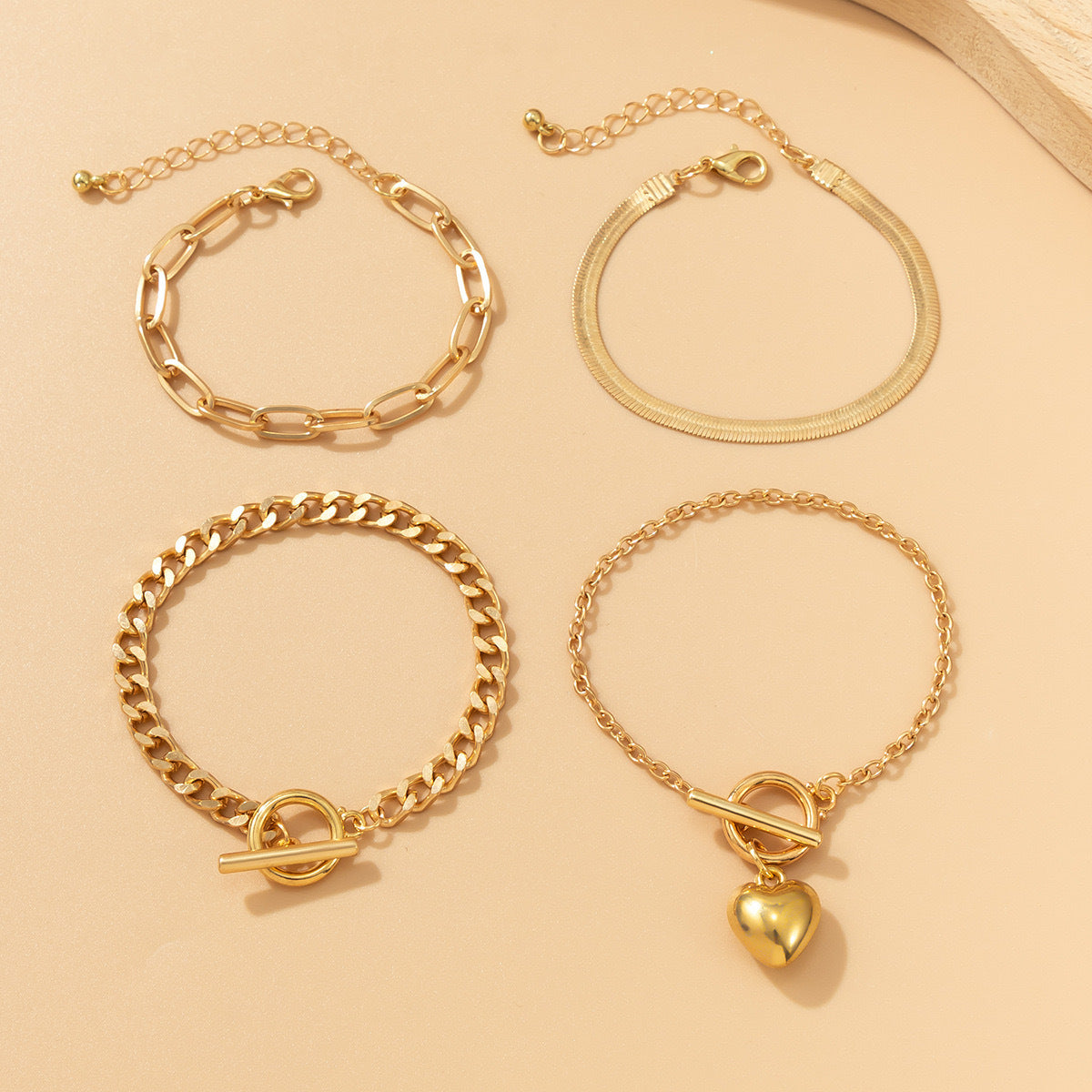 Chain Hip Hop Geometric Heart Shape Punk Sweet Bracelet