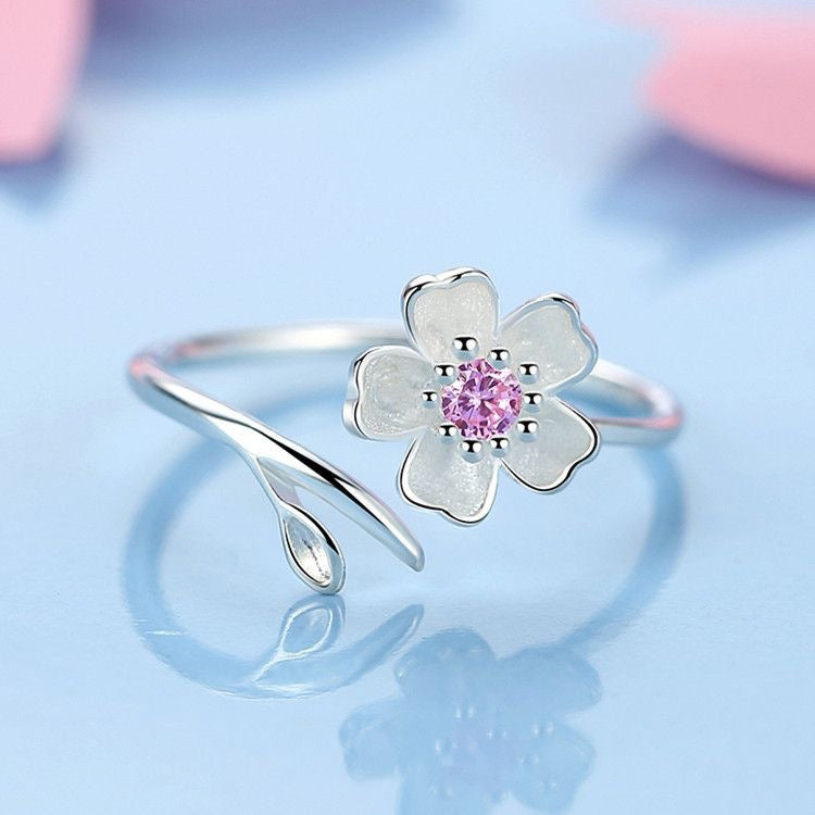 Diamond Female Light Luxury Minority Fashion Personalized Opening Adjustable Peach Rings