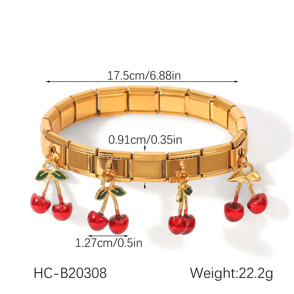 Stainless Steel Cherry Elastic Chain Light Bracelets