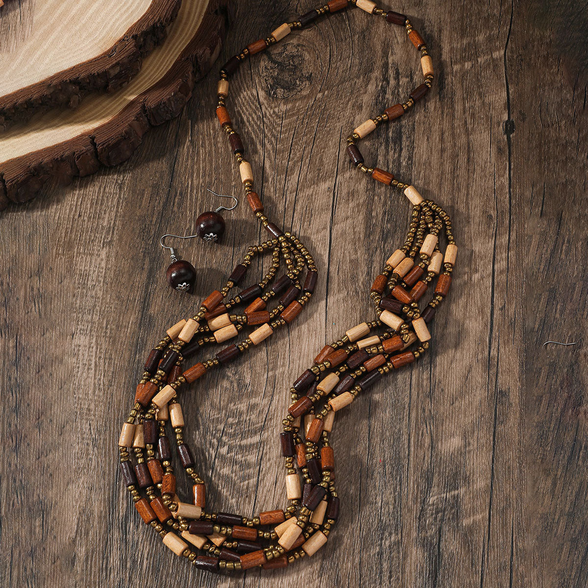 Women's Big Round Slice Beaded Bohemian Ethnic Jewelry Set