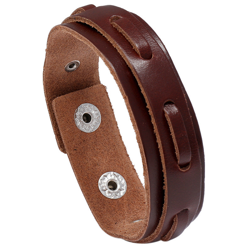 Men's Retro Cattle Leather Personality Trendy Hip Hop Bracelets