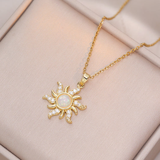Women's Sunflower Zircon Flower Special Interest Light Luxury Design Necklaces