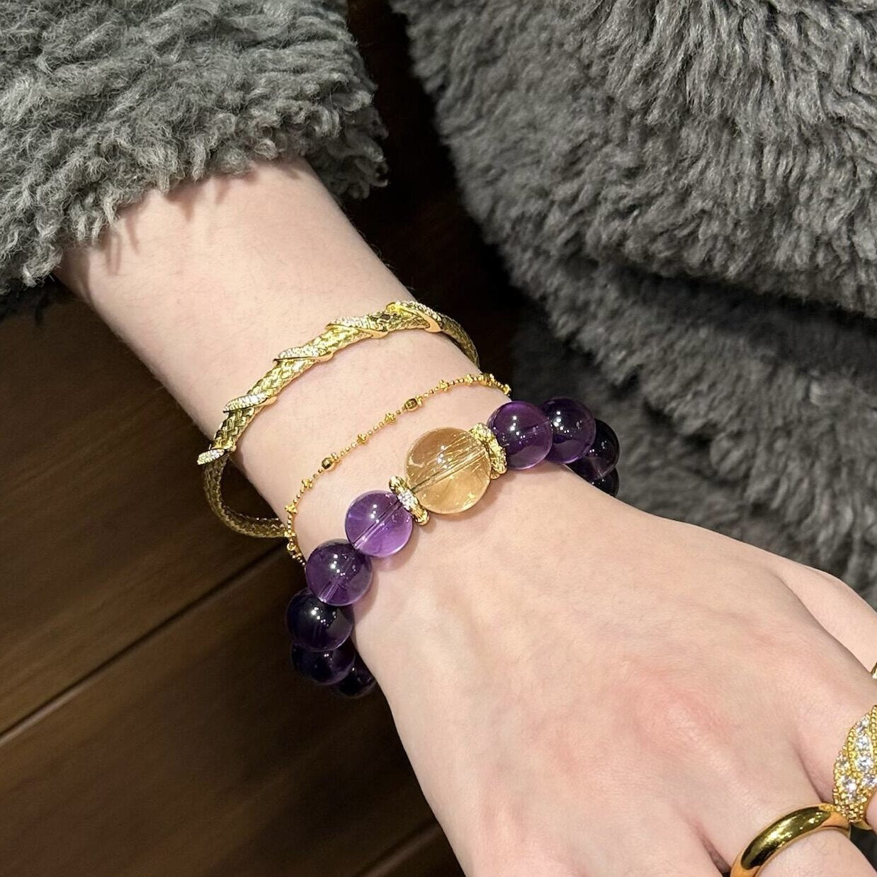 Women's Imitation Natural Uruguay Amethyst Light Luxury High-grade Bracelet