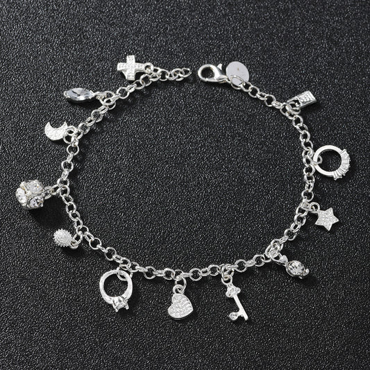 Creative Attractive Women's Sier Fashion Thirteen Bracelet
