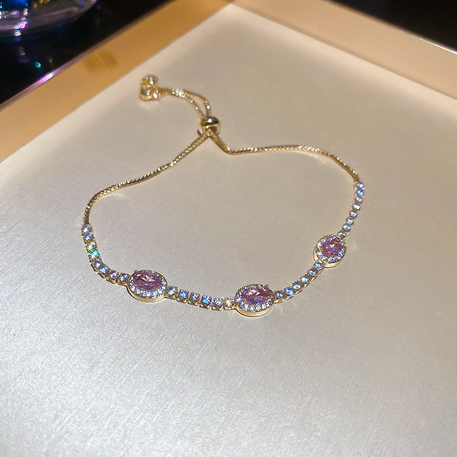 Women's Austrian Bright Gem Flower Light Luxury High-grade Court Style Fashion Bracelets