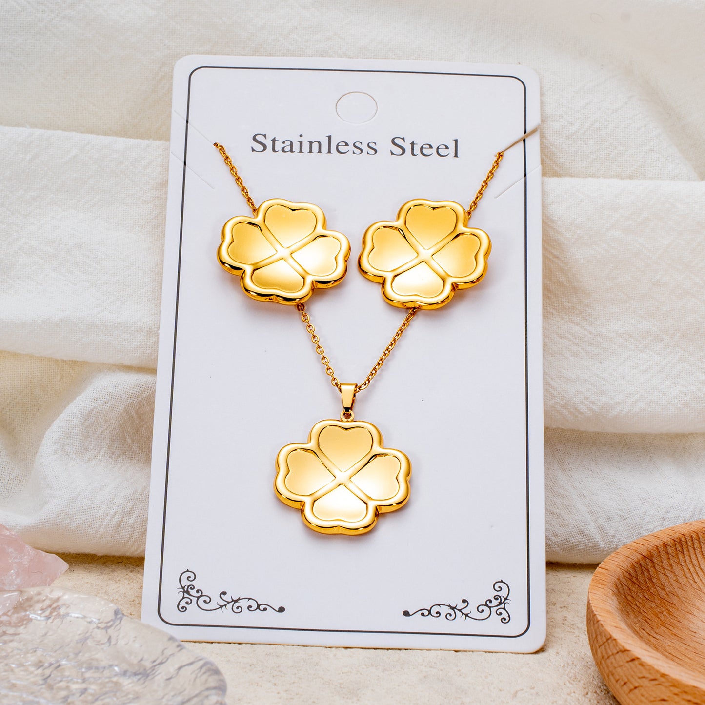 Fashion Personality Stainless Steel Light Luxury Jewelry Set