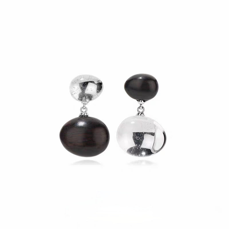 Oval White Crystal Blackwood Patch Female High Rings