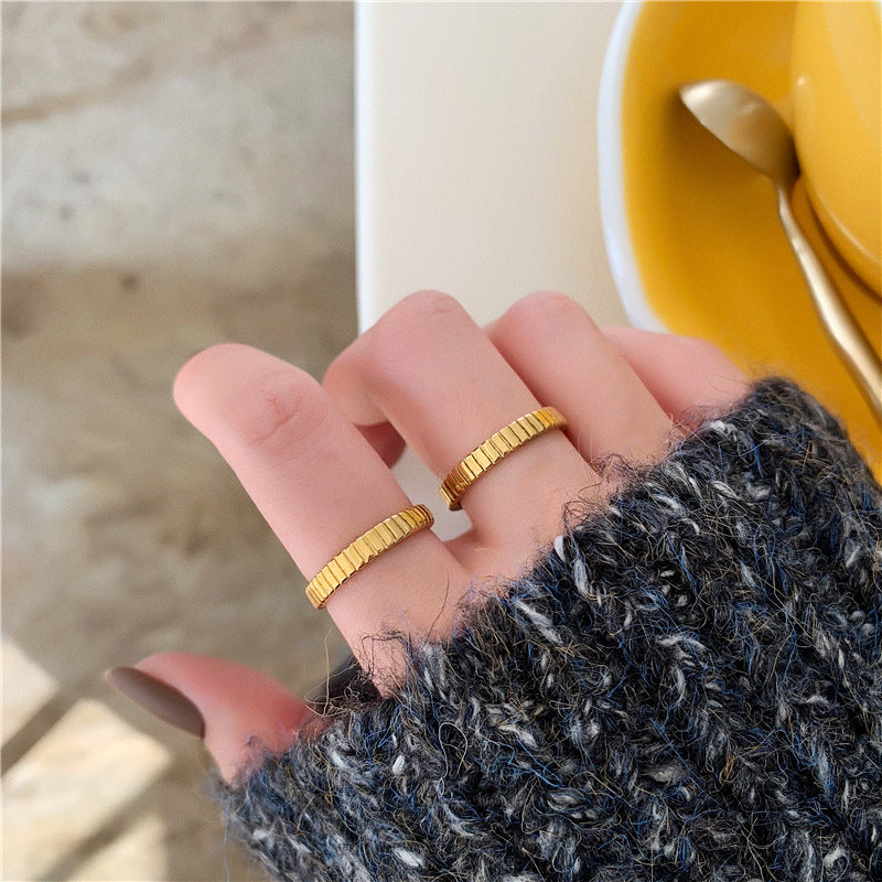 Minimalist Mix Match Gold-plated Texture Daily Rings