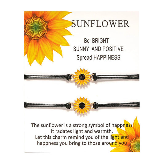 Sunflower Wax Line Woven Couple Card Hand Bracelets