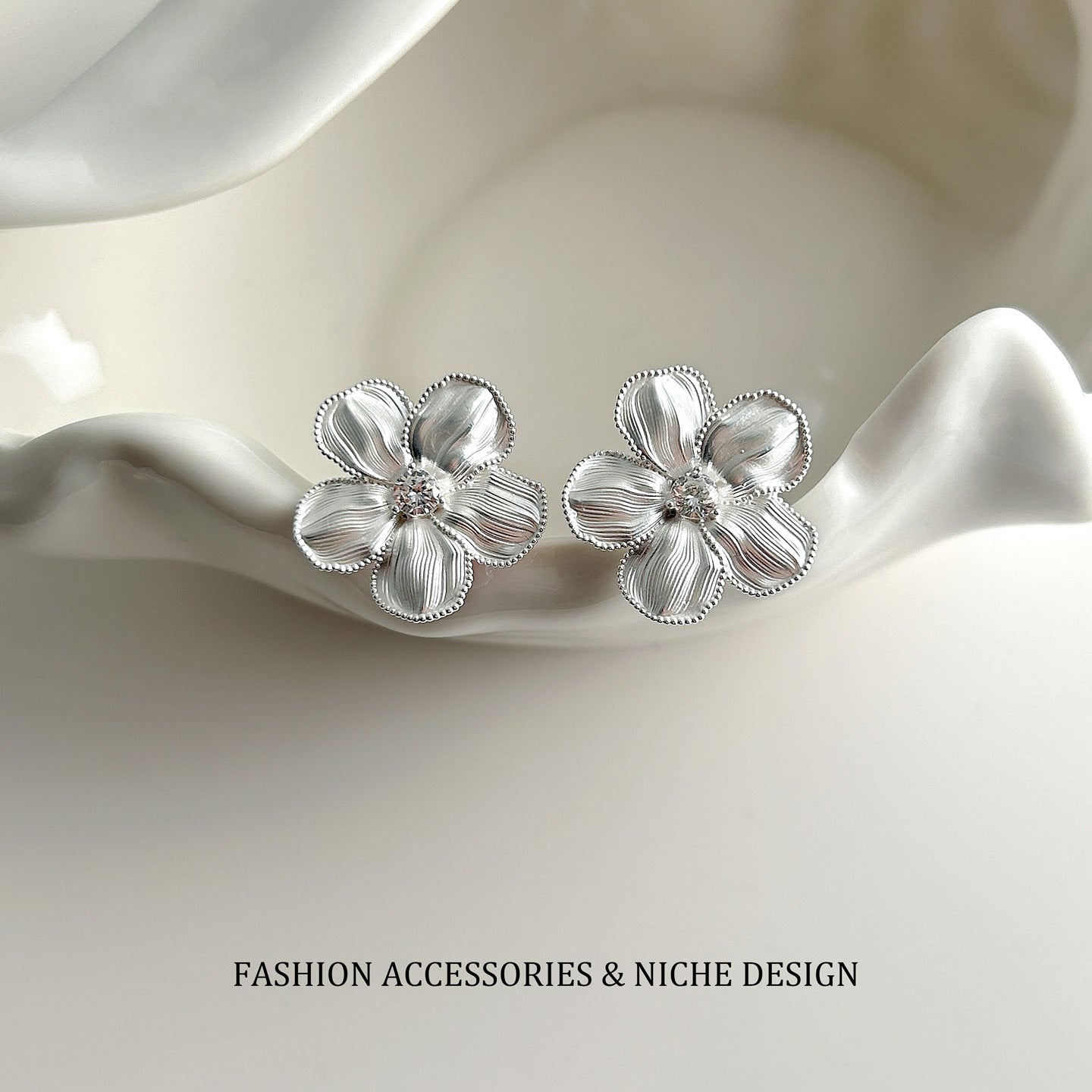 Petal Flower Style French Elegant Ear Female Fashion Design Rings