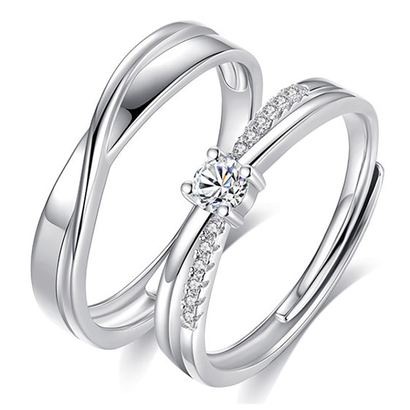 Women's & Men's Couple Simulation Diamond Opening Zircon Classic Rings