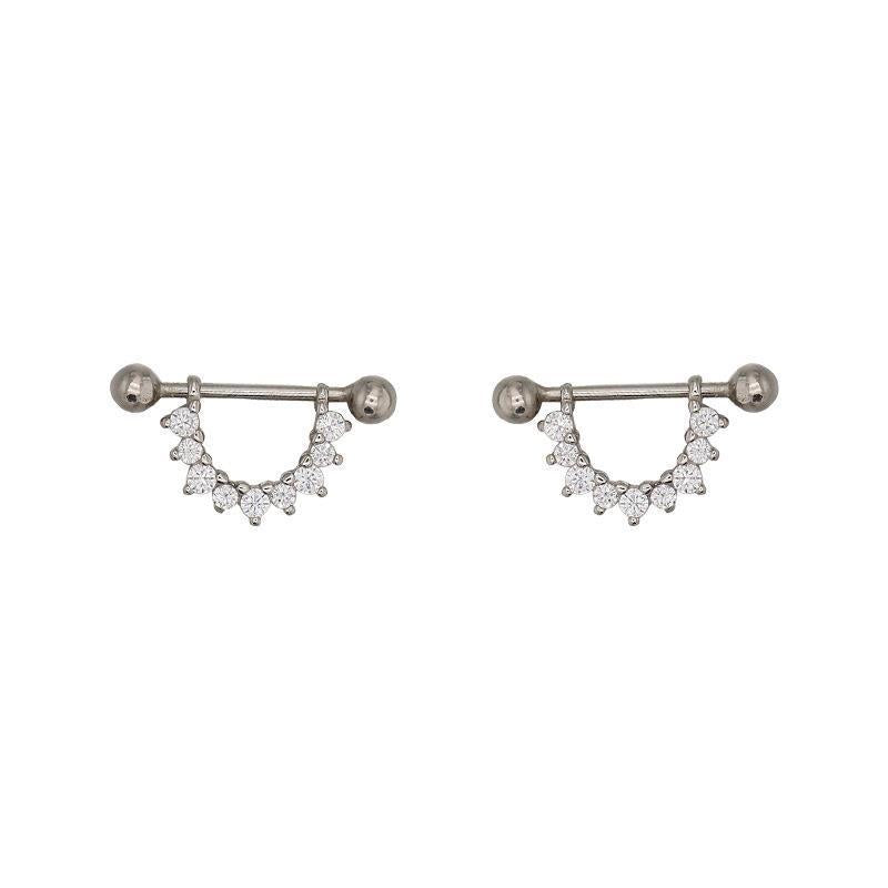 Women's Buckle Ear Bone Niche Design Senior Cold Style Rhinestone Stud Earrings