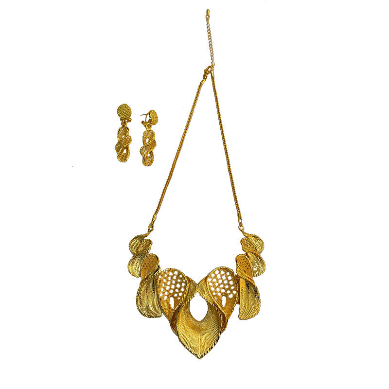 Gold Plated Female Bridal Wedding Imitation Jewelry Set
