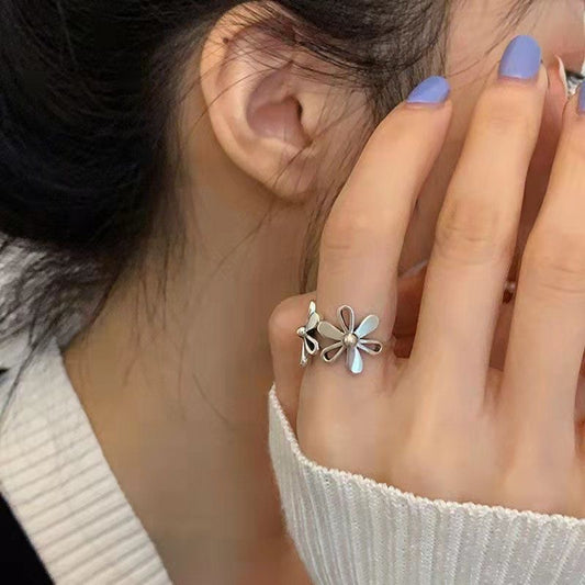 Flower Style Open Female Fashion Personalized Index Finger Trendy Rings