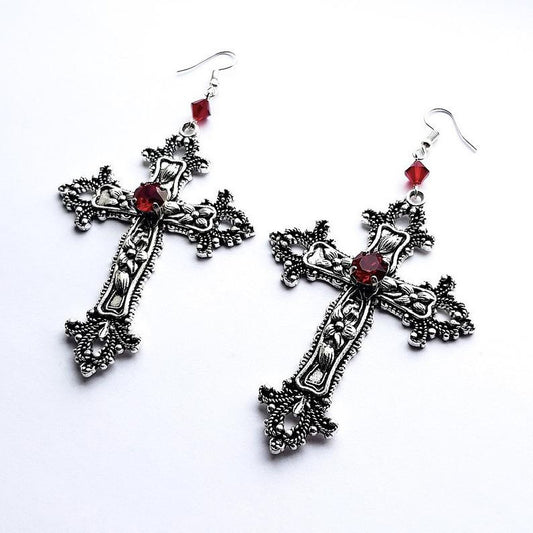 Cross Red Black Crystal Embellished Trendy Pendants
