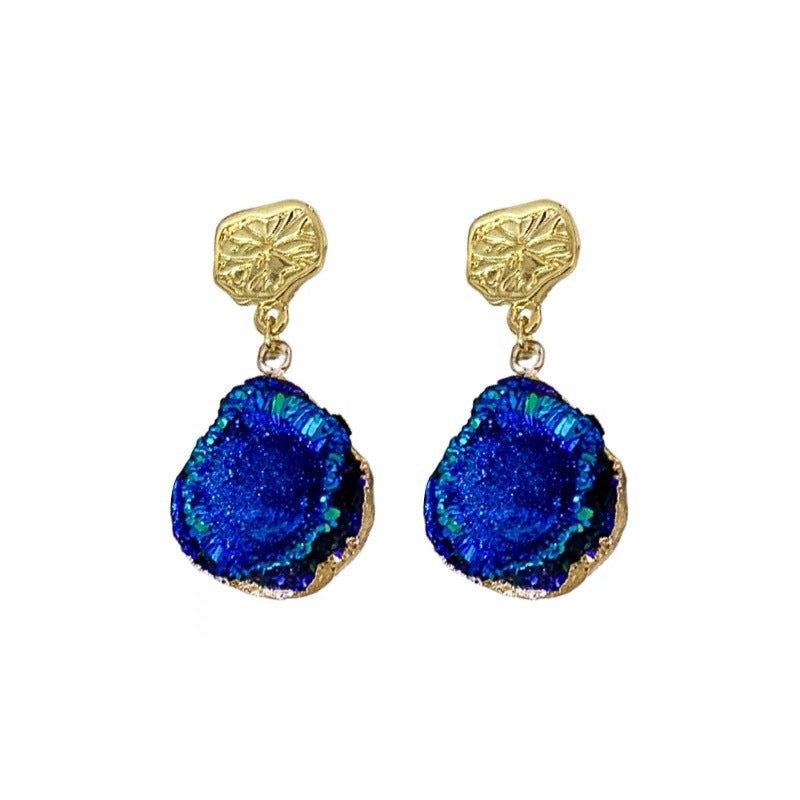 Temperament Female Blue Color Sier Exquisite Earrings