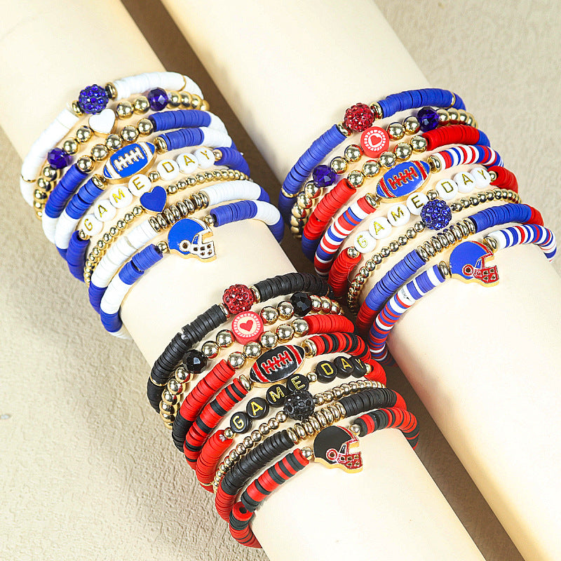 Rugby Golden Balls Twin Crystal Love Letter Bracelet