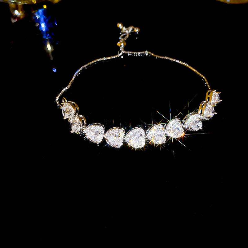 Women's Korean Geometric Round Zircon Light Luxury High-grade Stylish Simple Bracelets