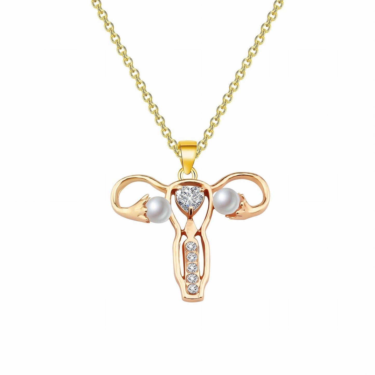 Creative Uterus Female Shape Diamond Studded Necklace