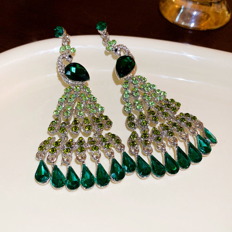 Needle Vintage Emerald Rhinestone Fashion Special Interest Light Earrings