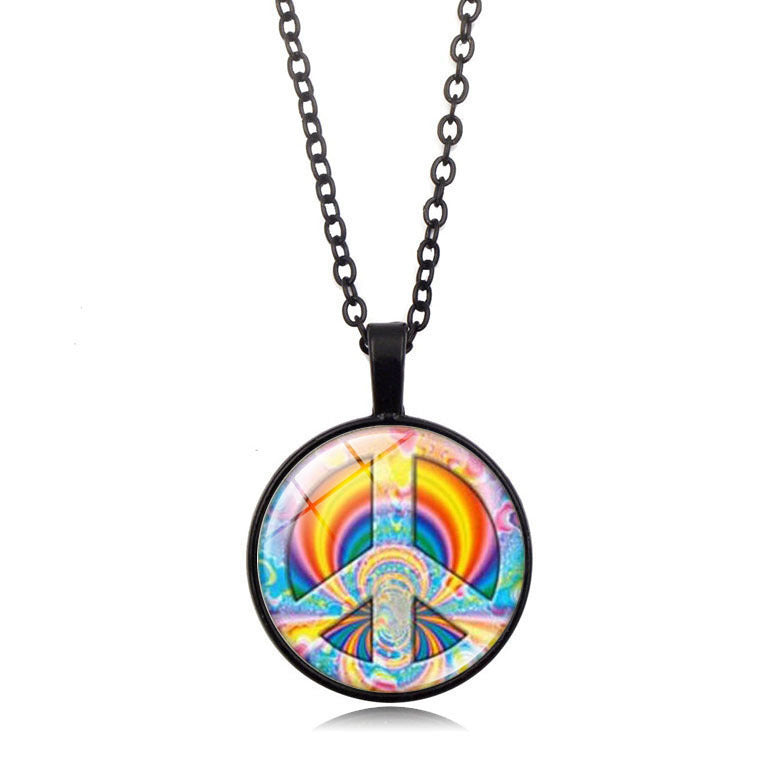 Women's Flower Peace Logo Time Stone For Vintage Necklaces