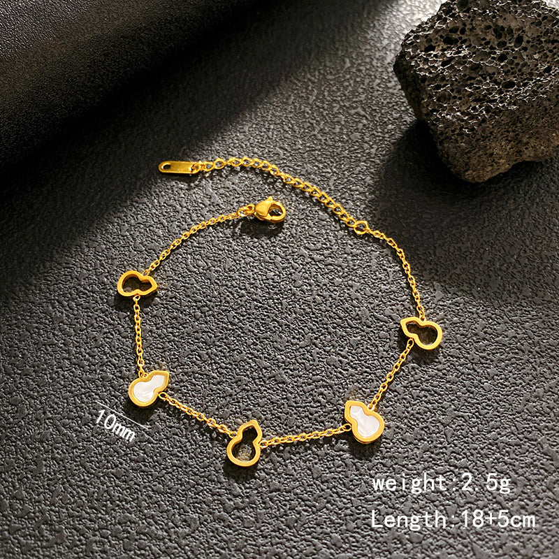 Three-color Hollow Gourd Female Fashion Titanium Steel Design Sense Simple Bracelet