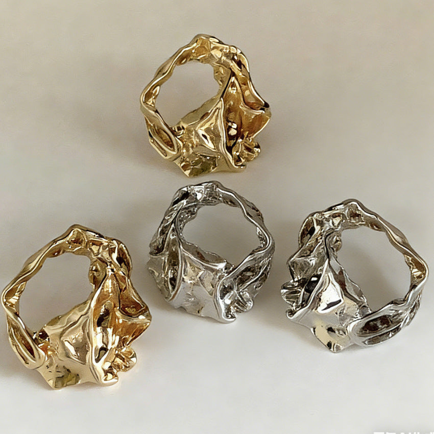 Women's Simple Irregular Metallic Affordable Luxury Fashion Niche Rings