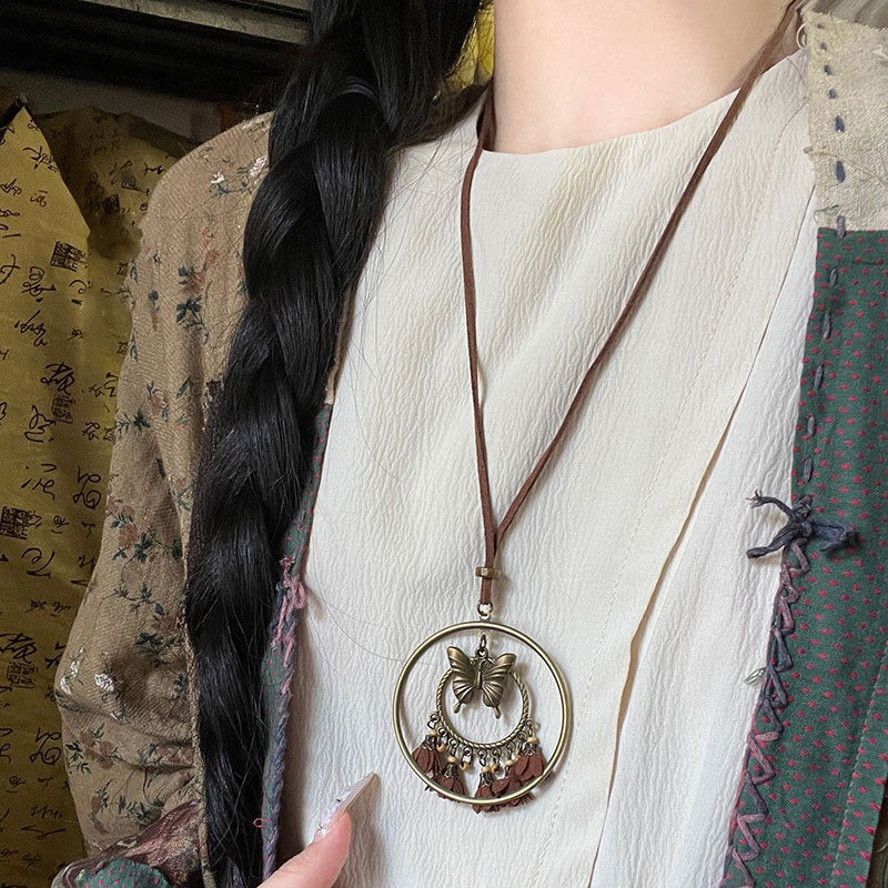 Bohemian Vacation Style Brown Tassel Female Necklaces