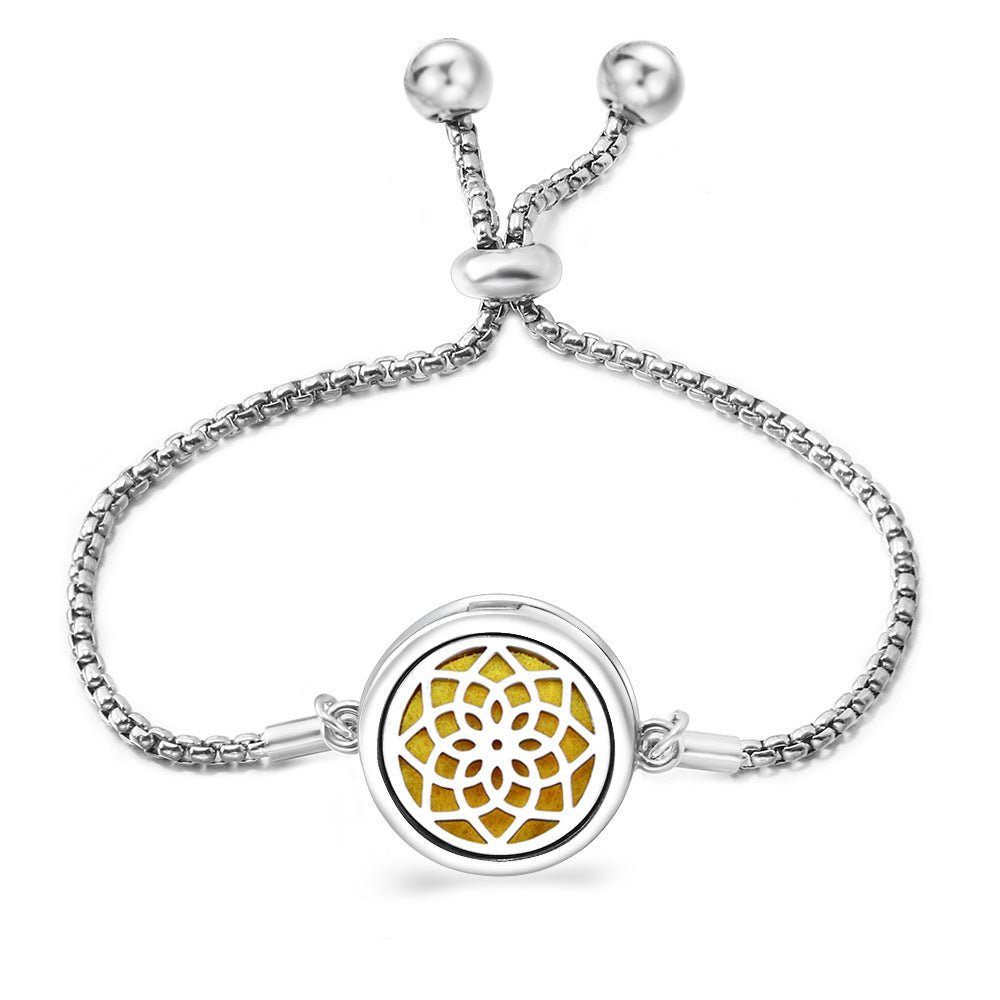 Fashion Angel Wings Box Essential Oil Diffuser Stainless Steel Adjustable Bracelet