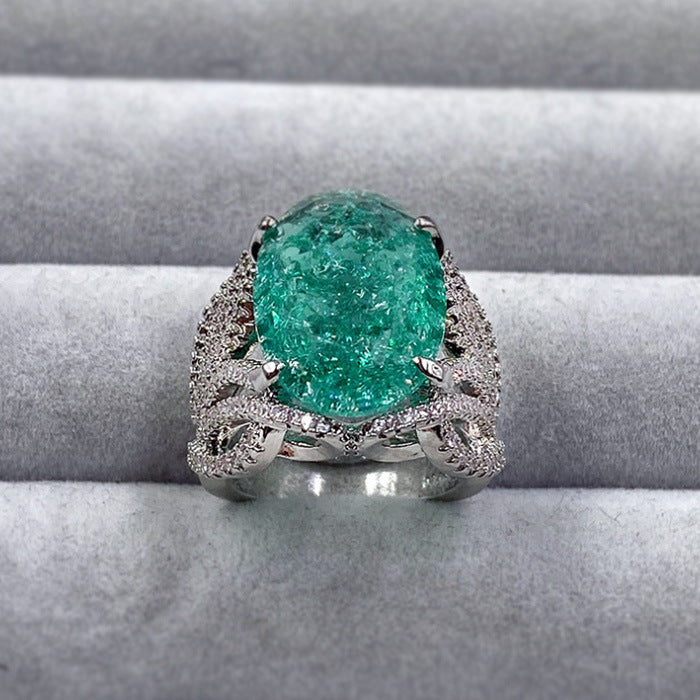 Fashion Classic Retro Flower Colored Gems Imitation Ring