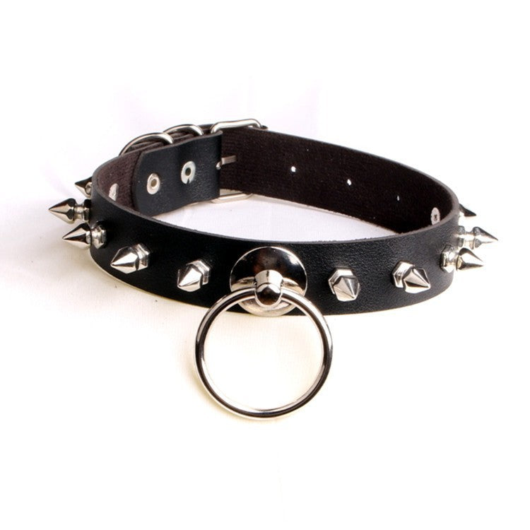 Personalized Spike Rivet O-shaped Leather Nightclub Collar