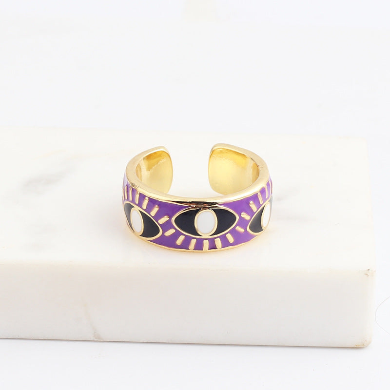 Female Devil's Eye Gold Plated Drop Rings