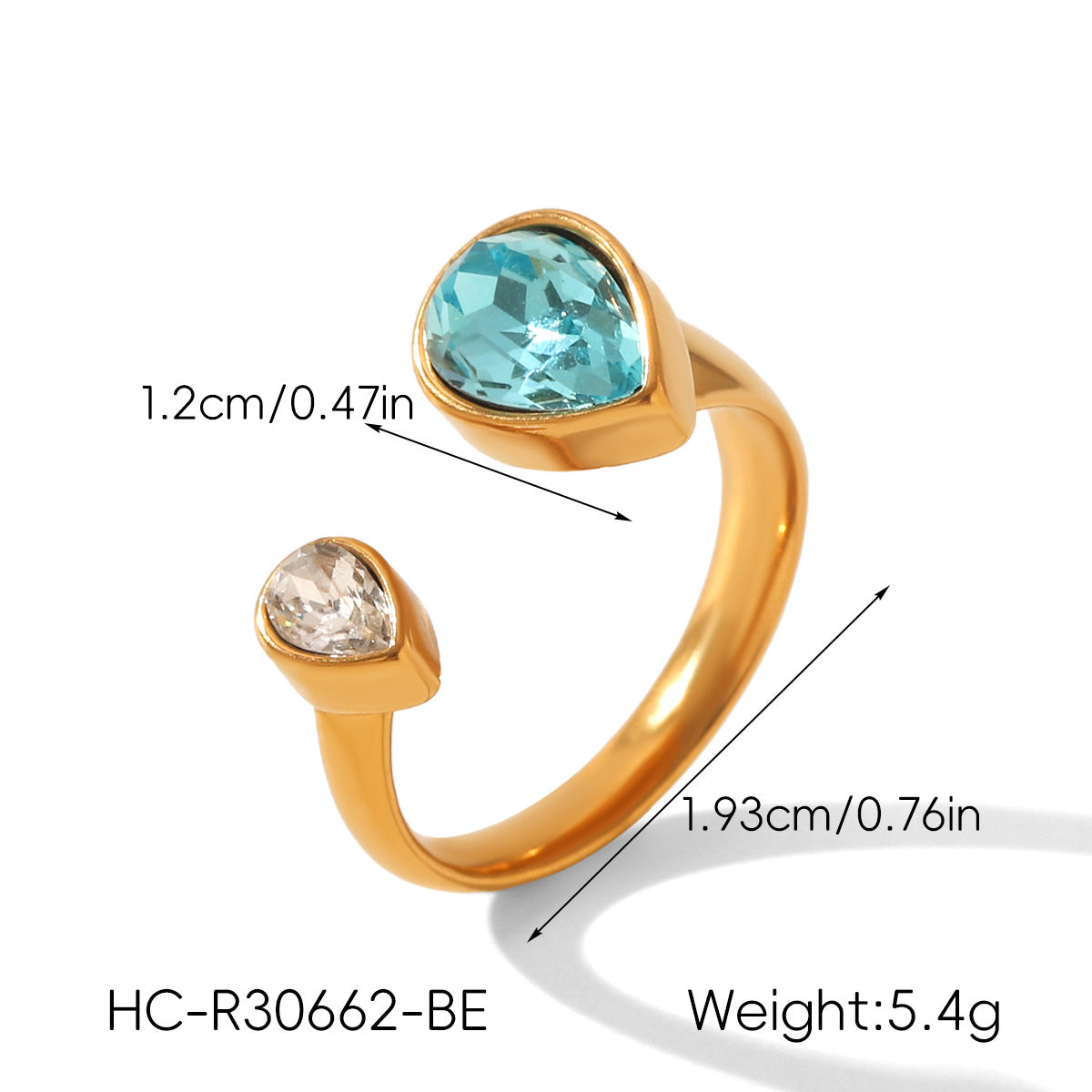 Geometric Zircon Light Luxury High-grade Stainless Steel Open Female Rings
