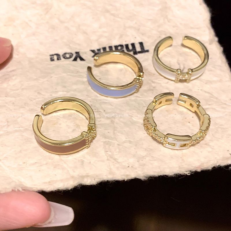 Enamel Dripping High-grade Sense Mild Luxury Retro Switchable Index Finger Ring