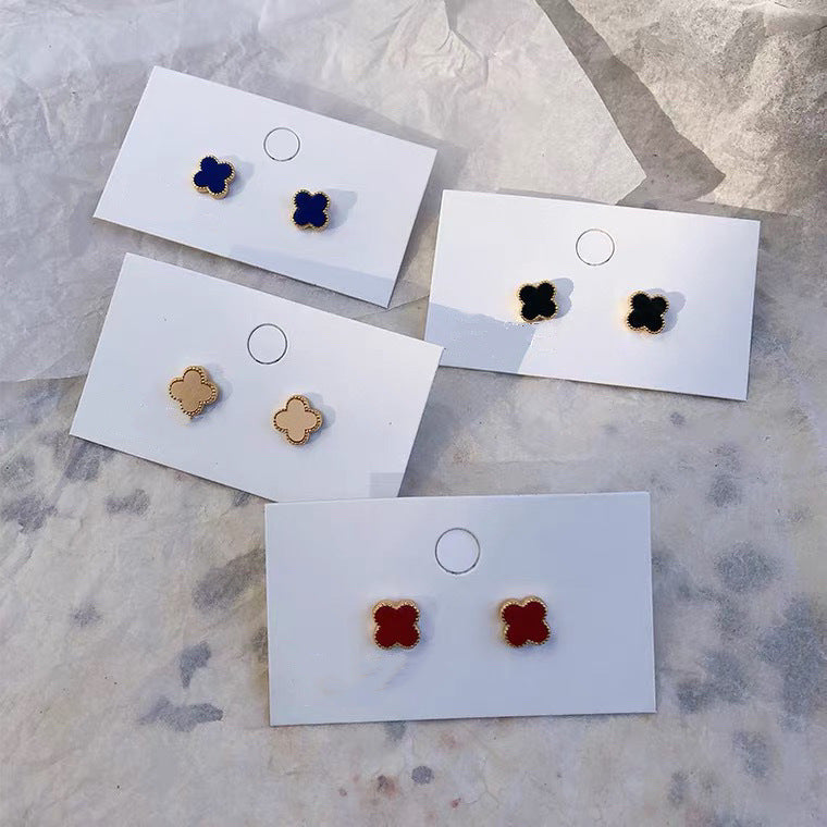 Women's & Men's Sterling Sier Simple Four Leaf Clover Ear Elegant Light Luxury Stud Earrings