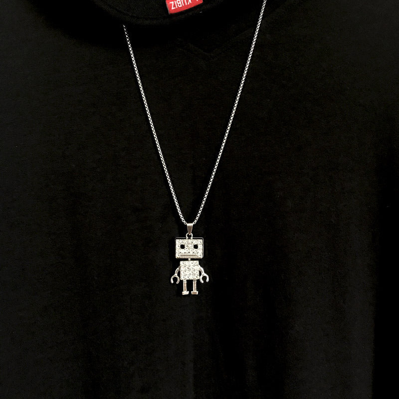 Women's Diamond Robot Stainless Steel High-grade Hip Hop Niche Sweater Necklace
