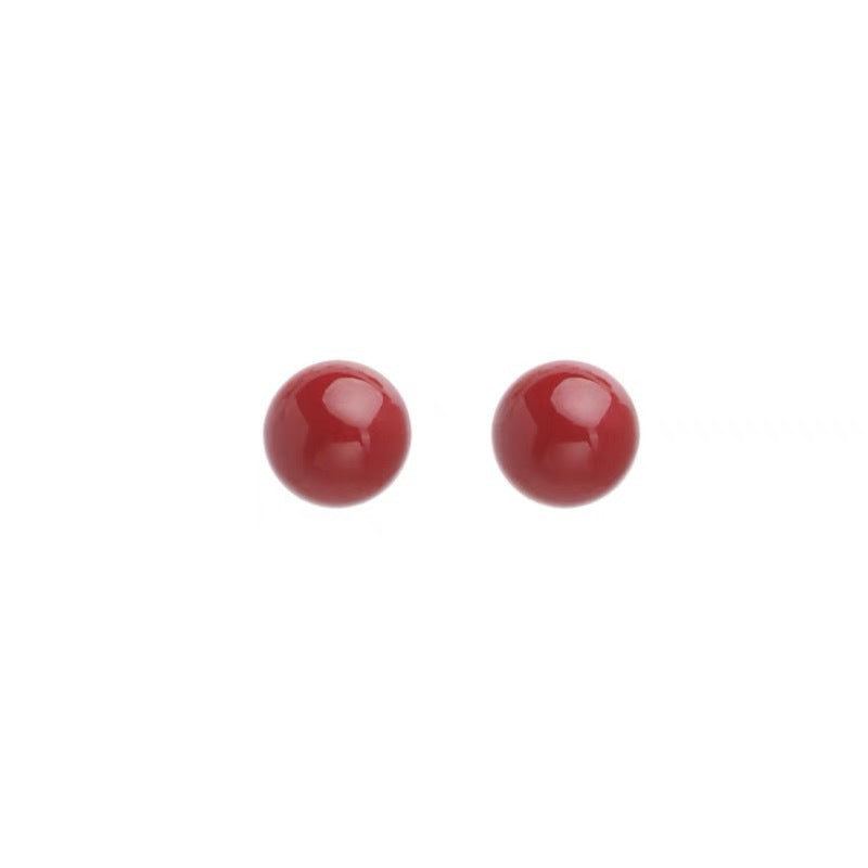 Style Wine Red Candy Pearl Female Niche Design Stud Earrings