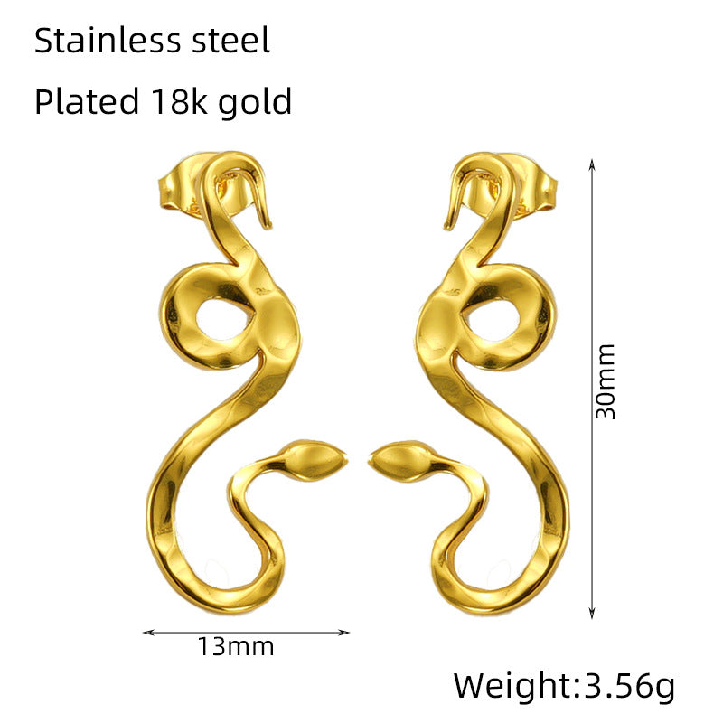 Women's Stainless Steel Snake For Exaggerated Personalized Gold Earrings